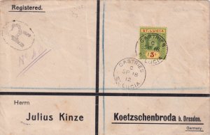 1912: Castries, St. Lucia to Koetzschenbroda, Dresden, Postally used ... (57762)