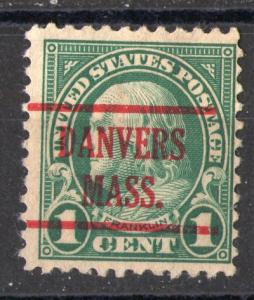 Massachusetts Precancels: Danvers, 1 cent, red precancel