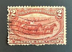 Scott#: 286 - Farming Trans-Mississippi 2¢ 1898 BEP used single stamp - Lot 8