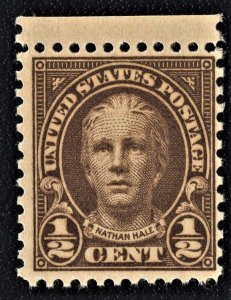 US 653 MNH VF 1/2 Cent Nathan Hale - Olive Brown