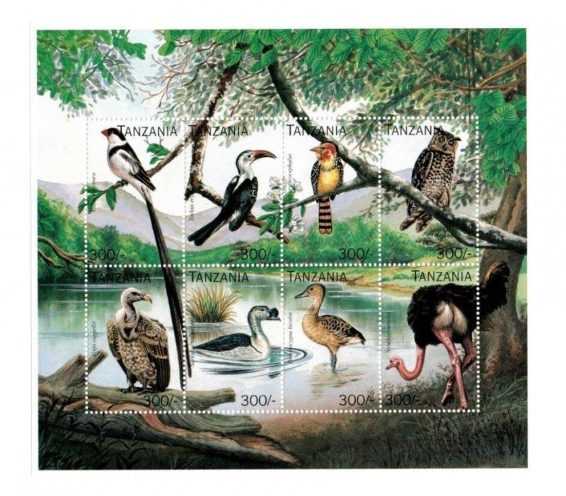 Tanzania 1996 - Birds On Stamps - Sheet of 8 Stamps - MNH