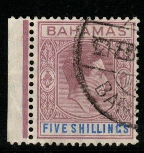BAHAMAS SG156 1938 5/= LILAC & BLUE FINE USED