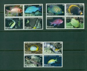 Penrhyn Island #509-11 (2012 Fish set in blocks) VFMNH CV $101.25