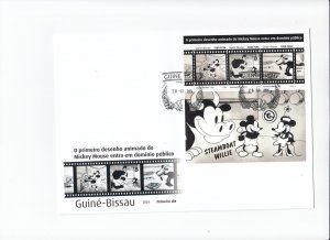 DISNEY GUINEA BISSAU 2024 THE FIRST ANIMATED DESIGN MICKEY MOUSE SHEET FDC