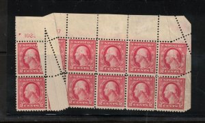 USA #499 Mint Dramatic Misperf Pre Printing Fold Variety Block Of Ten