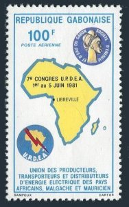 Gabon C248,MNH.Michel 776. Electric Power Distribution Union,1981.Map of Africa.