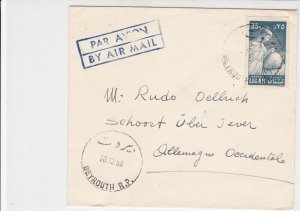 Lebanon 1958 Beirut Cancels Airmail Boy Painting Pot Stamp Cover Ref 29059