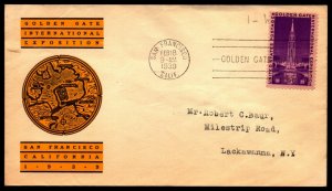 Scott 852 3 Cents Golden Gate Expo Linprint FDC Typed Address Planty 852-30