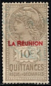 1922 France Revenue Reunion 10 Centimes Stamp Duty Receipts & Discharges Used