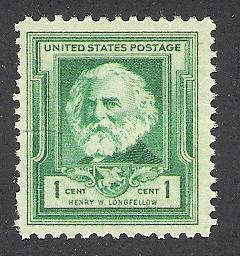 US #864, Longfellow, Mint-LH