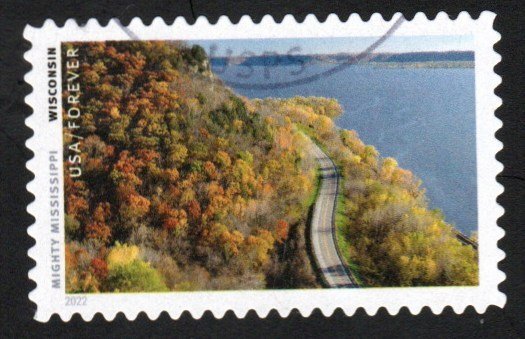 SC# 5698b - (58c) - Mighty Mississippi: Wisconsin 2 of 10 USED Single Off Paper