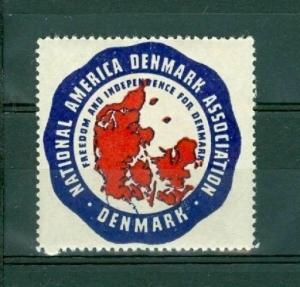 Denmark USA. Poster Stamp Mnh Nat. America -Denmark Association.  Map Denmark