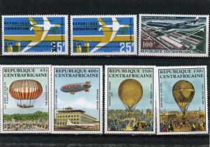 CENTRAL AFRICAN REPUBLIC AVIATION SMALL COLLECTION SET OF 7 STAMPS MNH