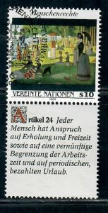 United Nations Vienna #140 Human Rights Article 24 used single w/ German label