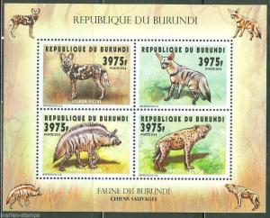 BURUNDI 2014 WILD DOGS SHEET OF FOUR MINT NH