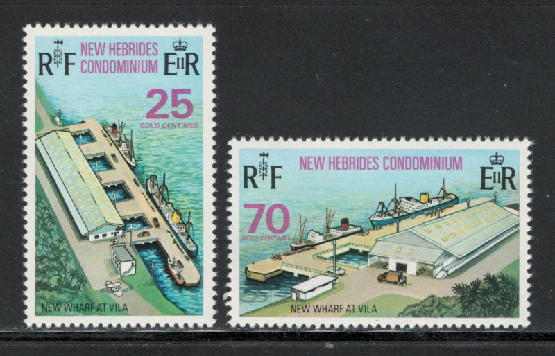 British New Hebrides 1973 New Wharf at Vila Scott # 175 - 176 MNH