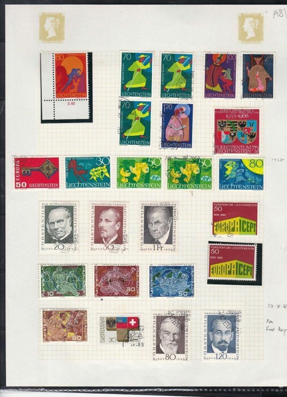 liechtenstein 1968/9 + first day  stamps page ref 17949