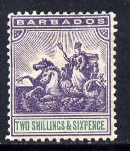 Barbados 1905 Britannia MCA 2s6d violet & green mount...