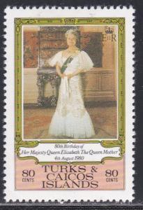 Turks & Caicos # 440, Queen Mothers 80th Birthday, Hinged, 1/3 Cat..