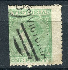 AUSTRALIA; Victoria 1890s classic QV issue used 1d. value Perf Shift