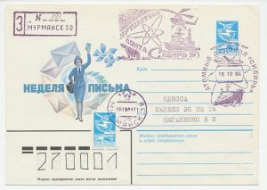 Registered cover / Postmark Soviet Union 1984 Ship - Ice breaker - Helicopter