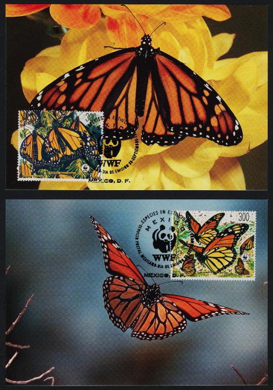 Mexico 1559-62 on Maxi Cards - Butterflies, Flowers