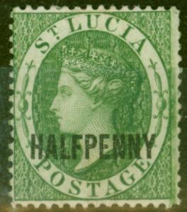 St Lucia 1882 1/2d Green SG25 Fine Mtd Mint.