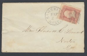 US, Scott 65, EAGLE FANCY cancel of Cambridge Mass. cover (S-E PA-B23a)