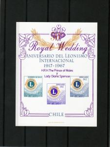 Chile 1981  Lions Club ovpt.Royal Wedding Souvenir Sheet  MNH SG.RW1