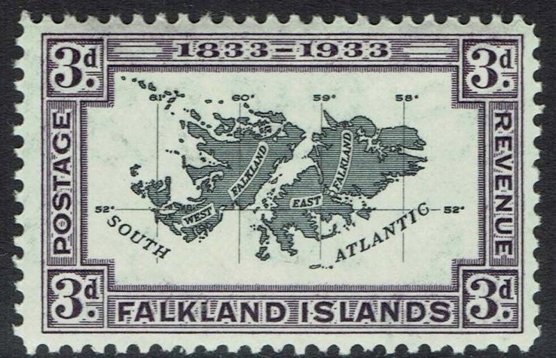 FALKLAND ISLANDS 1933 CENTENARY 3D MAP 