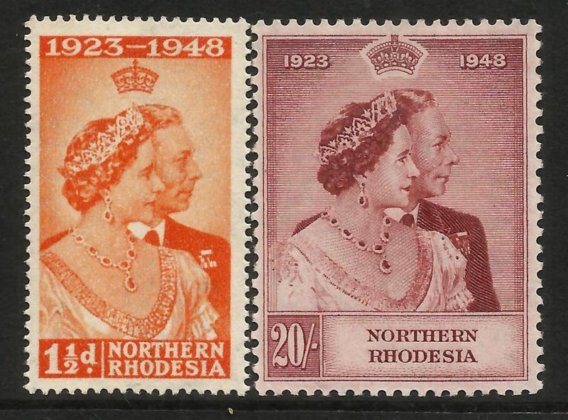 Northern Rhodesia 1948 Royal Silver Wedding set MNH