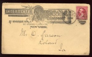 US 1891 Advertising Cover  Interstate Manufacturing company