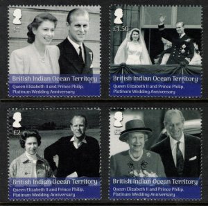 BIOT 2017 Royals 70th Wedding Anniversary; Scott 481-84, SG 522-25; MNH