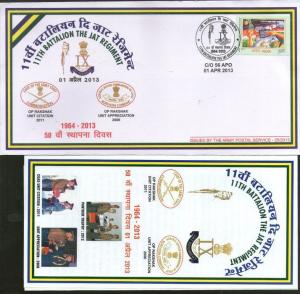 India 2013 11th Battalian Jat Regiment Military Coat of Arms APO Army Postal ...