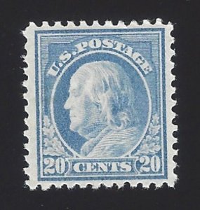 1917 20c Benjamin Franklin, Light Ultramarine Scott 515 Mint F/VF LH