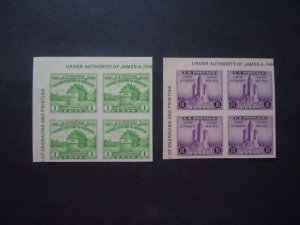 1933 #730a & 731a 1c & 3c Souvenir Sheet Blocks of 4 MNH NGAI VF #2