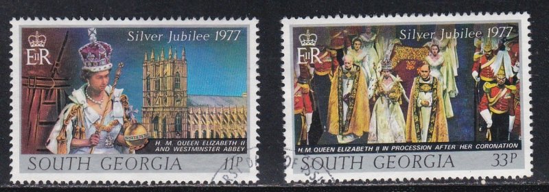 South Georgia # 49-50, Queen Elizabeth II Reign 25th, Used, 1/3 Cat.