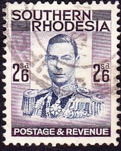 SOUTHERN RHODESIA 1937 KGVI 2/6 Ultramarine & Purple SG51 Used