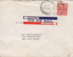 1939, New York to San Jose, CA, Airmail, 6c Solo Prexie (26820)