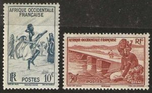 French West Africa 36-37, mint, hinged, 1947.   (F348)