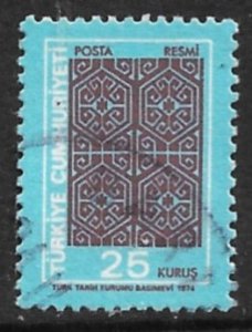 TURKEY 1974 25k Blue and Dark Brown  OFFICIAL Sc O133 VFU