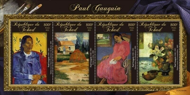 Chad - 2021 French Artist Paul Gauguin - 4 Stamp Sheet - TCH210429a 