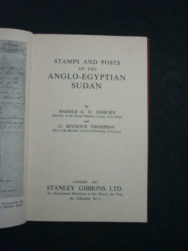 STAMPS & POSTS OF THE ANGLO-EGYPTIAN SUDANo by GISBURN & THOMPSON