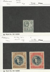 Barbados, Postage Stamp, #119 Mint LH, 140, 142 Mint NH, 1912-20, JFZ