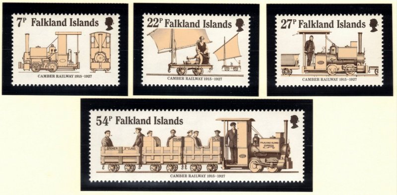 FALKLAND ISLANDS 1985 Camber Railway; Scott 416-19, SG 497-500; MNH