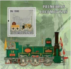 SAO TOME - 2007 - Vintage Steam Trains #6 - Perf Souv Sheet - Mint Never Hinged