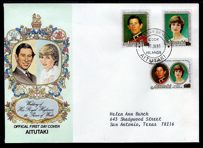 Aitutaki 247-249 Royal Wedding Typed FDC