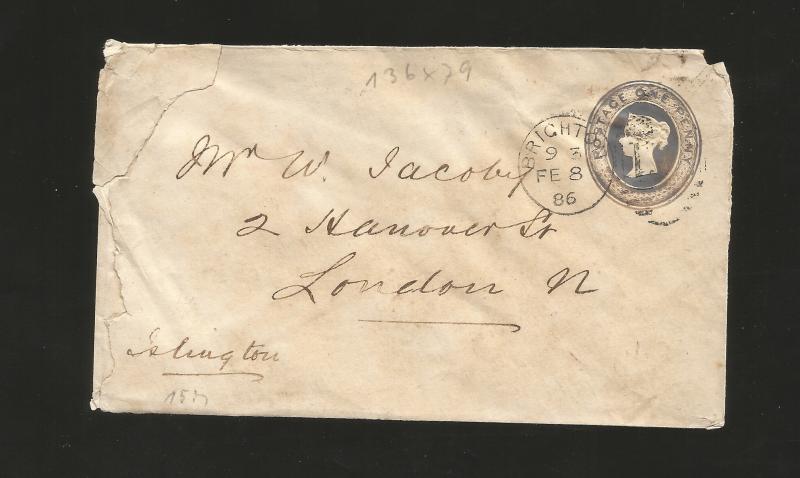 E) 1893 GREAT BRITAIN, POSTAGE ONE PENNY BLUE,  POSTAL STATIONARY