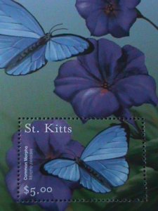 ​ST. KITTS-COLORFUL BEAUTIFUL LOVELY BUTTERFLY & FLOWERS MNH-SHEET-VF LAST ONE