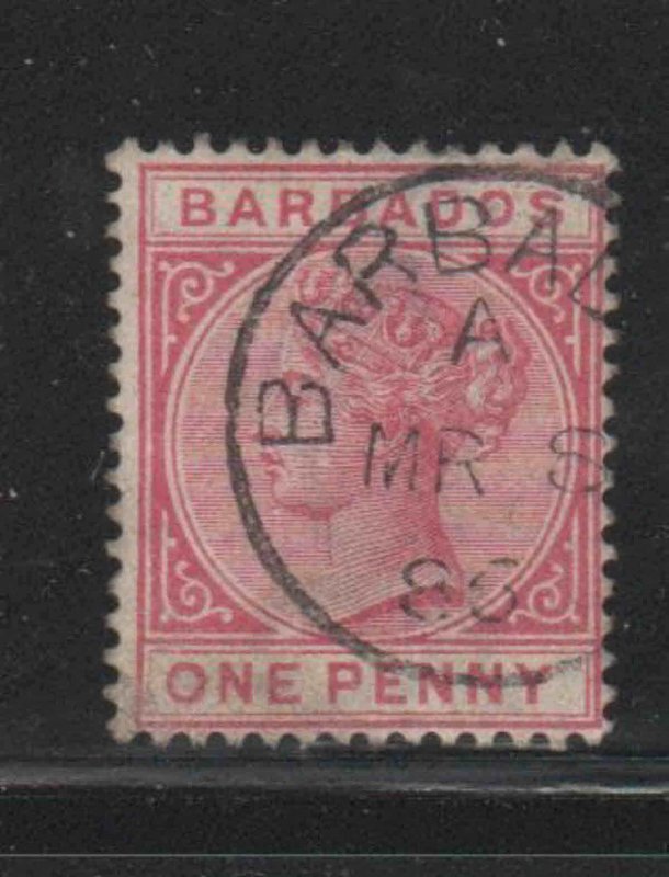 BARBADOS #61  1882  1p   QUEEN VICTORIA    F-VF  USED   k